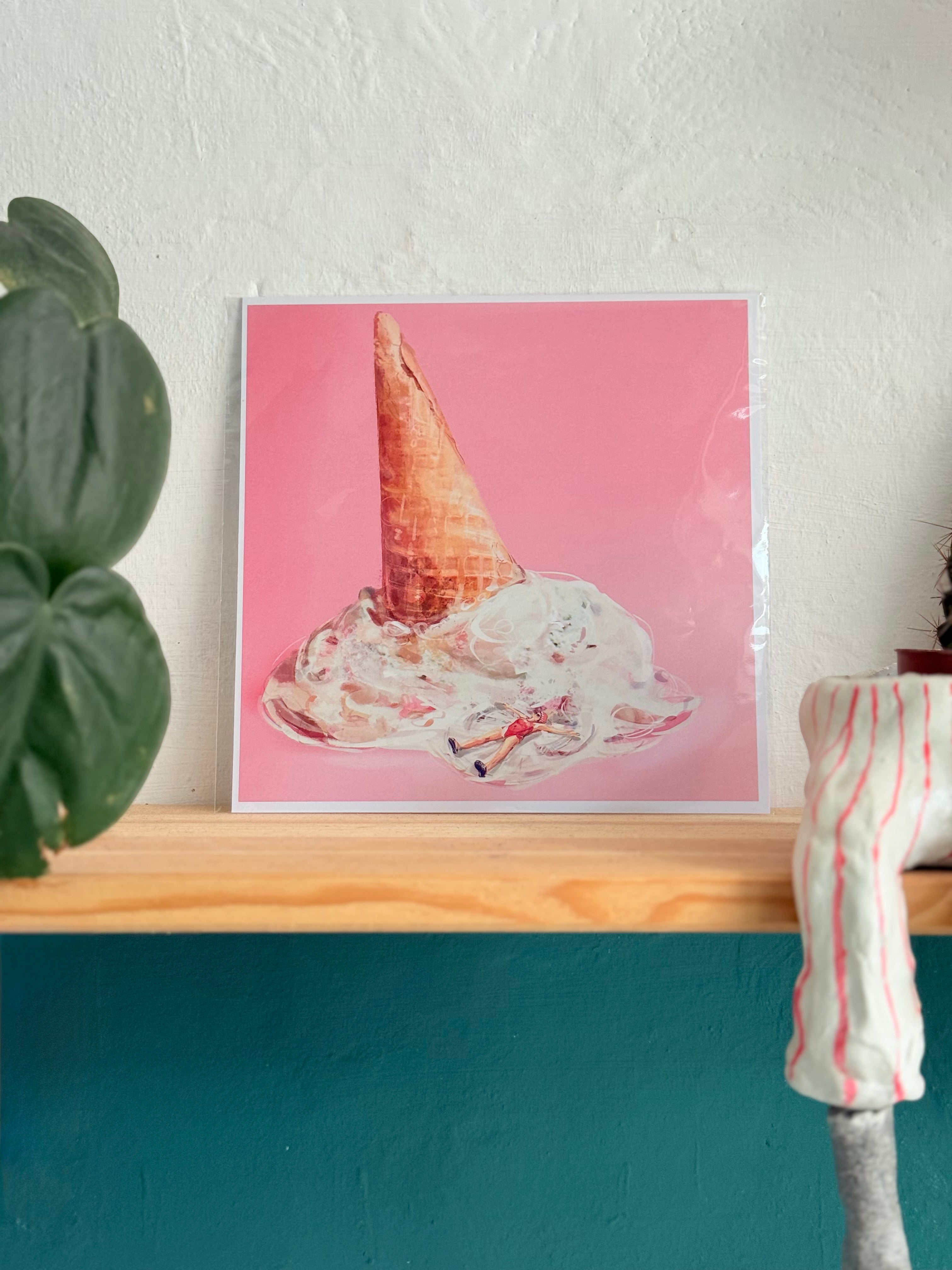 Surreal Ice Cream Art Illustration Print: Whimsical Kitchen Wall Decor