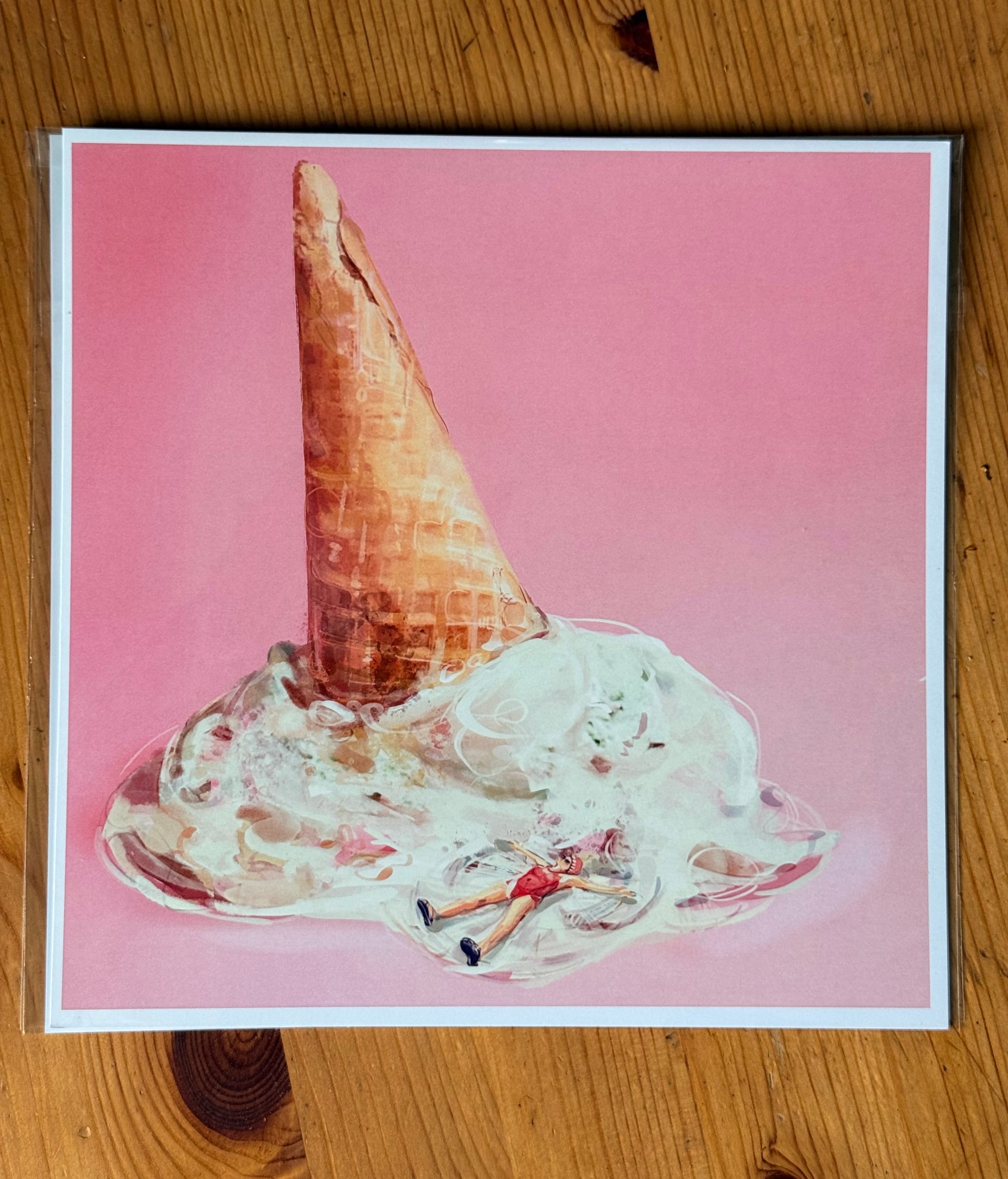 Surreal Ice Cream Art Illustration Print: Whimsical Kitchen Wall Decor