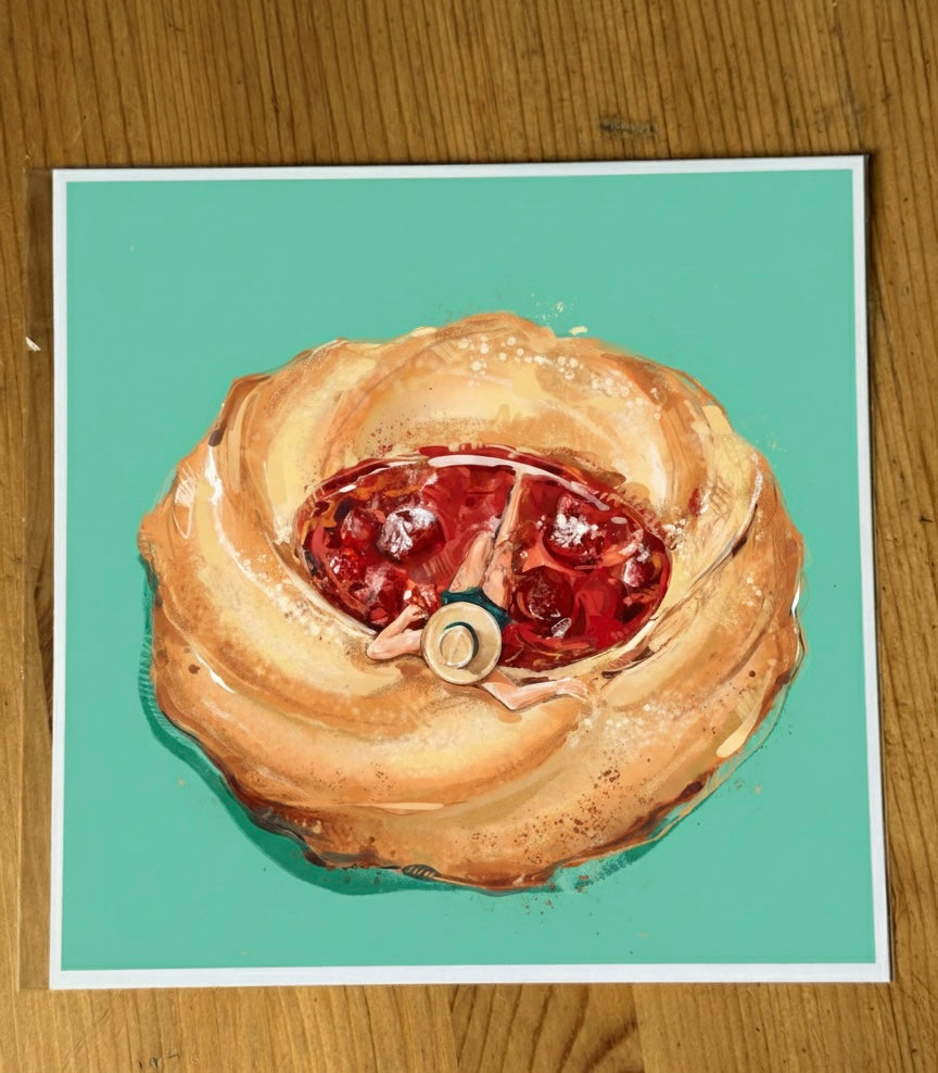 Surreal Cookie - Food Illustration Fine Art Print, Botanical Surrealism Whimsical Kitchen Illustration, Hand Signed