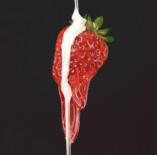 Melting Strawberry - Fine Art Realistic Illustration Print
