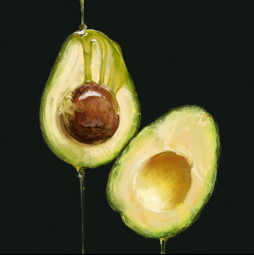Avocado Drip Fine Art Print - Modern Still Life Illustration - 21x21 cm
