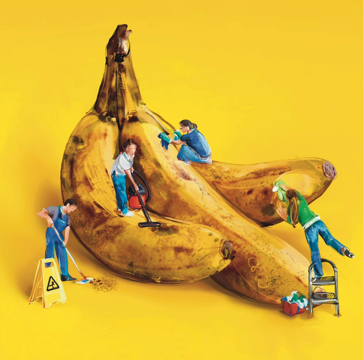 Surreal Banana Art Print - Whimsical Foodie Kitchen Wall Poster Decor