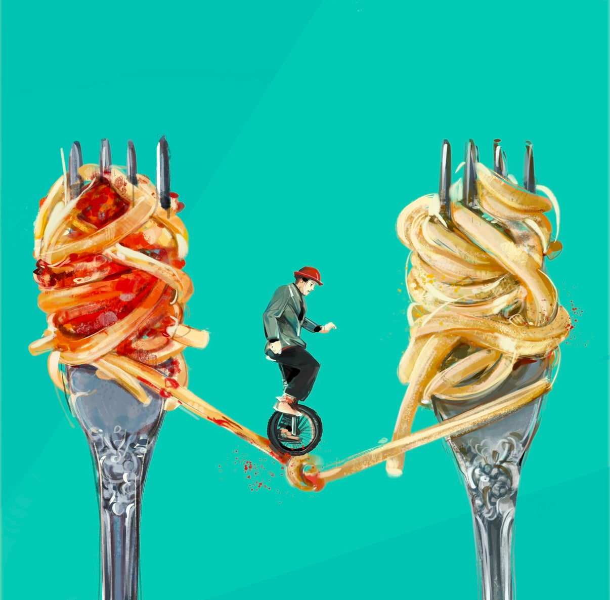 Surreal Food Illustration Print - Humorous Whimsical Kitchen Wall Art Decor